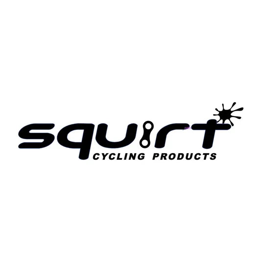 Squirt Cycling Products -brändin virallinen logo. Laadukkaat vahapohjaiset ketjuvahat ja pyöränhoitotuotteet suomalaiseen polkupyörän huoltoon.