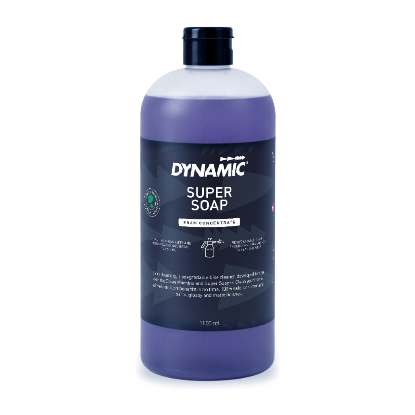 Dynamic Super Soap Concentrate 1000 ml biohajoava pyöränpesuainetiiviste vaahtopesureille ja pyörän perusteelliseen puhdistukseen.
