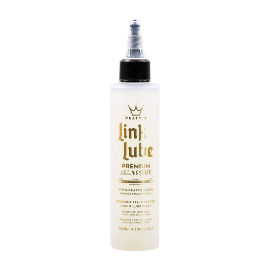 Peaty's LinkLube Premium All Weather ketjuöljy 120 ml ympärivuotiseen käyttöön gravel-, maantie-, maasto- ja sähköpyörän voimansiirtoon