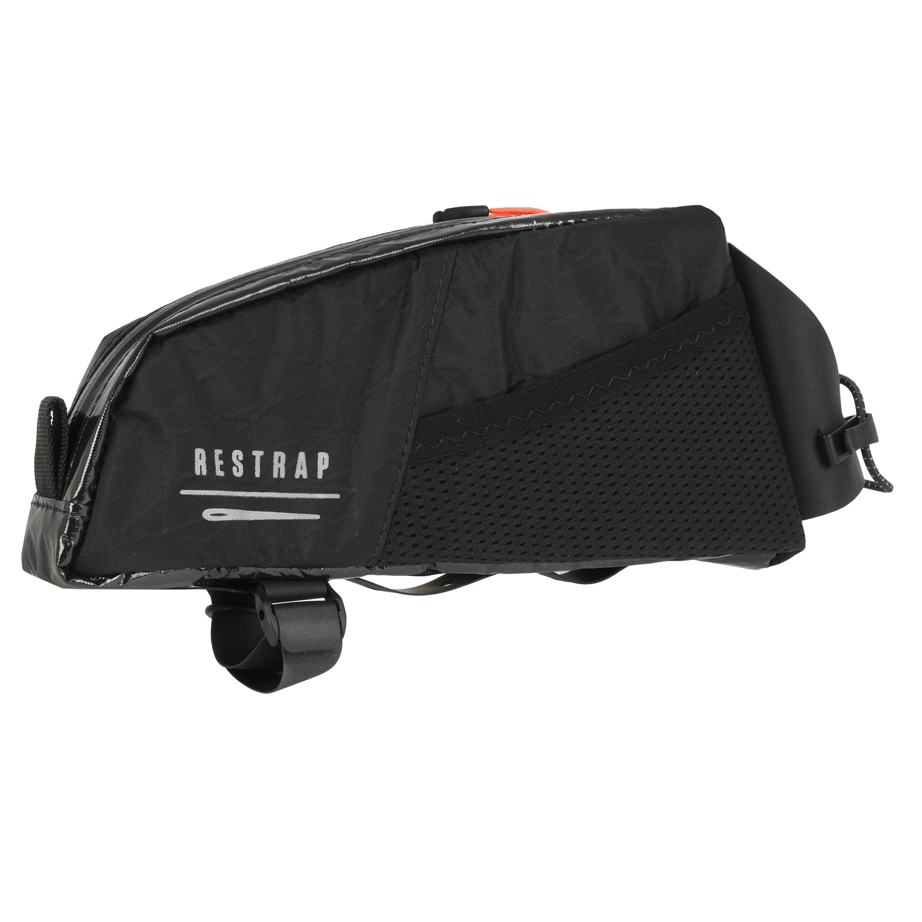Restrap Adventure Race Top Tube Bag Short 1,2 l musta runkolaukku ultra-, brevet- ja bikepacking-pyöräilyyn