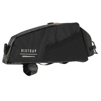 Restrap Adventure Race Top Tube Bag Short 1,2 l musta runkolaukku ultra-, brevet- ja bikepacking-pyöräilyyn