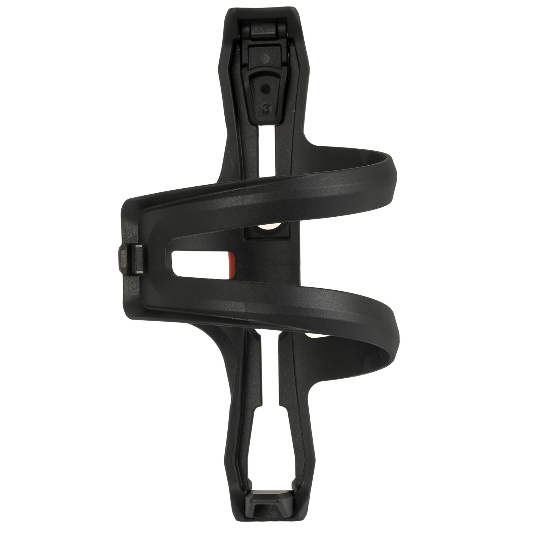 Restrap Side Release Bottle Cage musta sivulta ladattava juomapulloteline gravel-, maasto- ja bikepacking-pyöriin