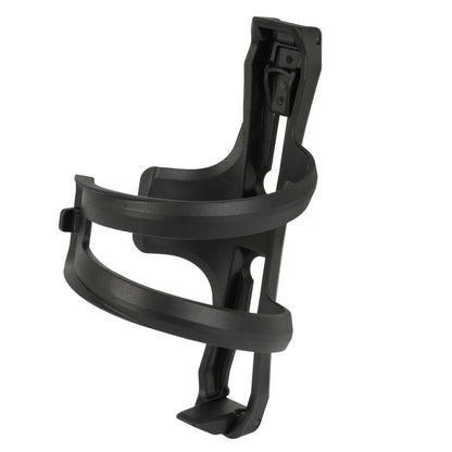 Restrap Side Release Bottle Cage musta sivulta ladattava juomapulloteline ja juomapullo asennettuna gravel-pyörän runkoon