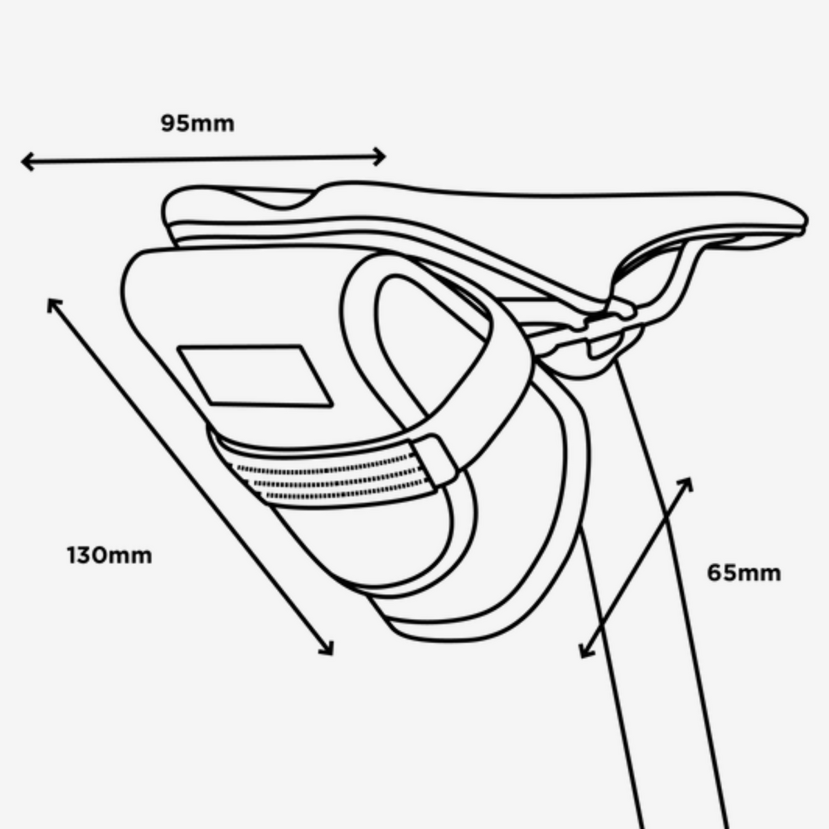 Restrap Tool Pouch 0,6 l työkalulaukun mitat ja koko-opas satulan alle kiinnitettävälle pyörälaukulle