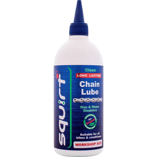 Squirt Long Lasting Chain Lube -ketjuvaha 500 ml Workshop Size riittoisassa säästöpakkauskoossa polkupyörän ketjujen vahaukseen ja huoltoon.